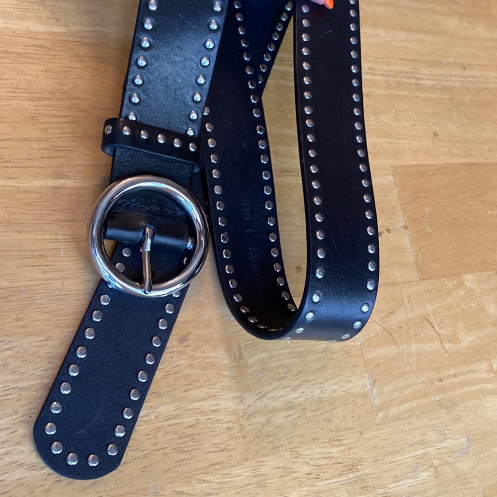 300 L Genuine Italian Leather black color, silver tone hardware belt 32-36”,  in